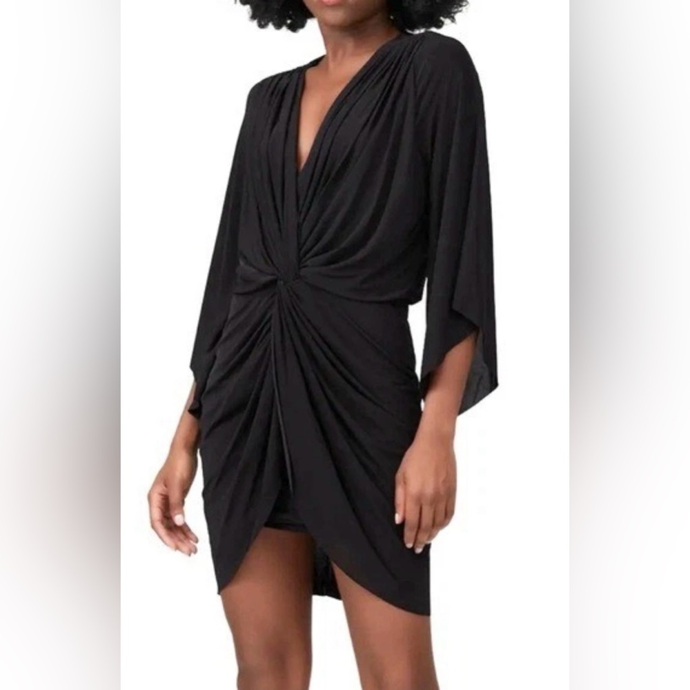 MISA Los Angeles Teget Draped Twist Front Mini Dress in Black M MSRP $202 NWT